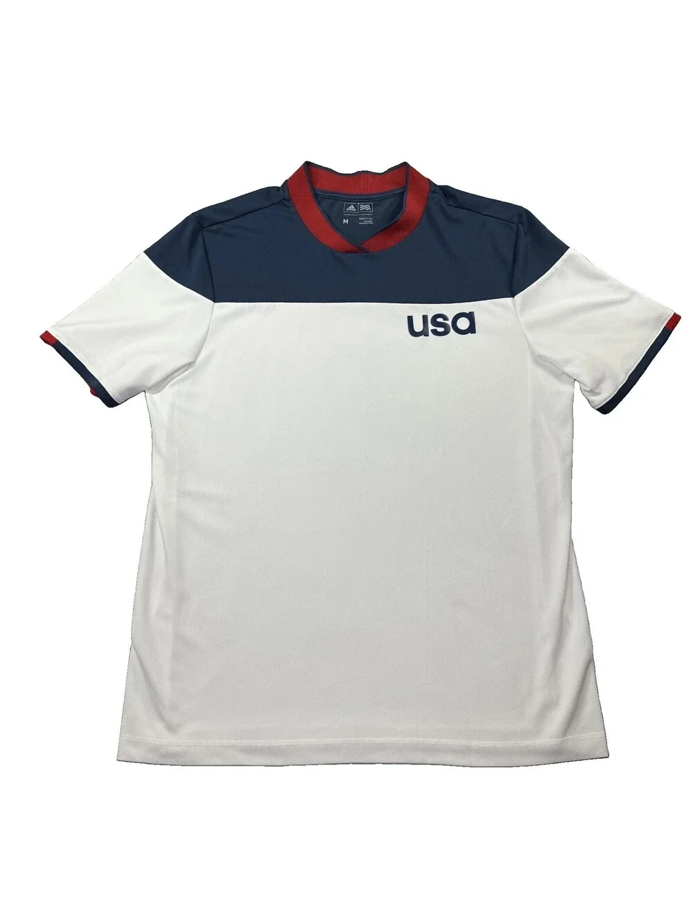 Adidas x USA Golf Shirt Mens Medium Red White Blue Olympic Team Colorblock Polo